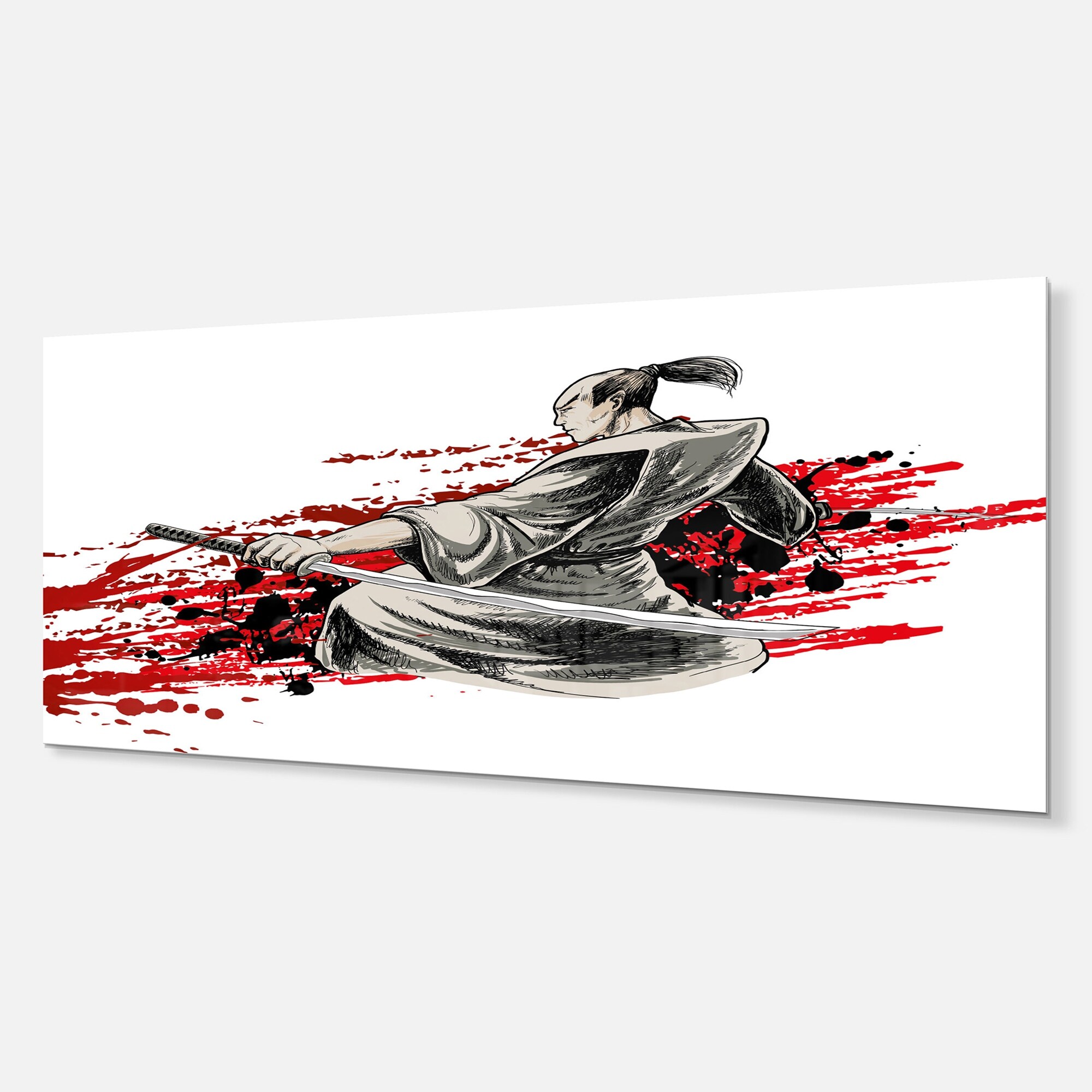 版画 74/375 REST MOMENT Designart 'Japan Warrior' Japanese Metal Wall Art