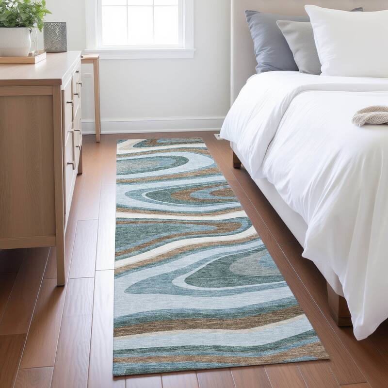 Machine Washable Indoor/ Outdoor Abstract Busey Chantille Rug