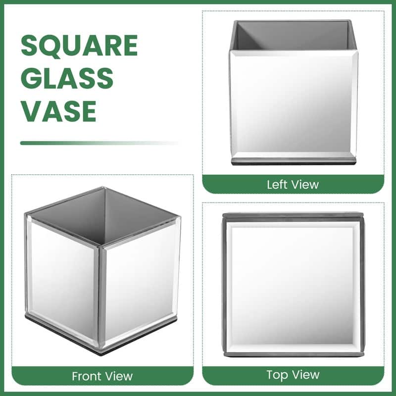 Modern Mirrored Square Vase (Set of 6)