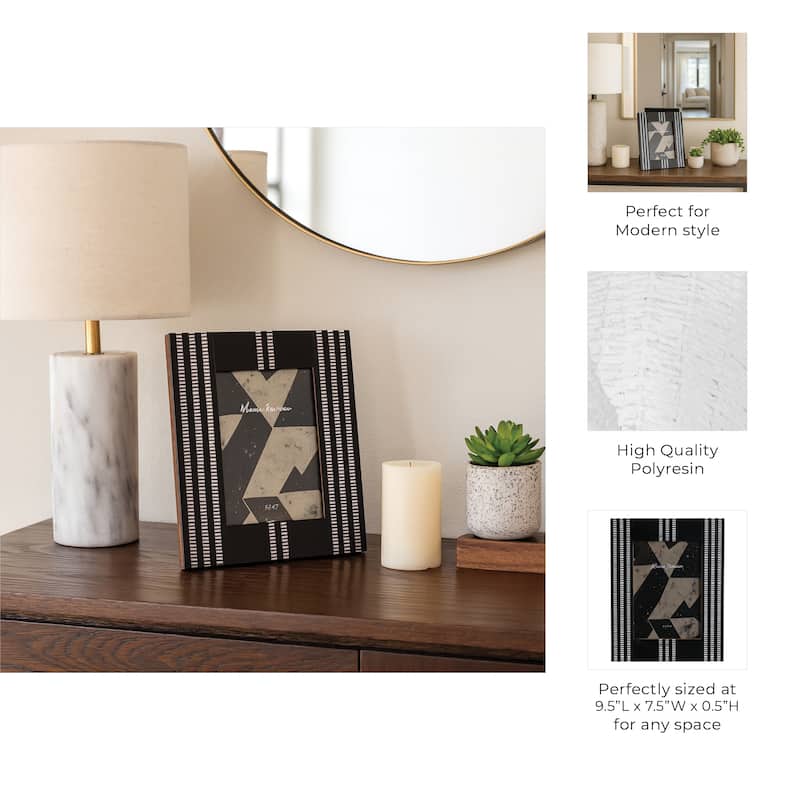 Resin Wood Picture Frame Striped Accents Modern Decor - 5x7" Black