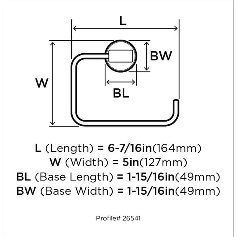 Arrondi 6-7/16 in (164 mm) Length Towel Ring in Matte Black - 6-7/16 in.