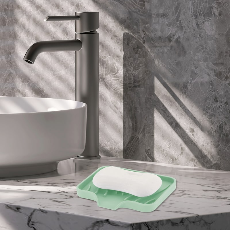 Waterproof Soap Holder with Draining for Bathroom 1 Pc - Light Green - 4.8"x3.94"x0.71"