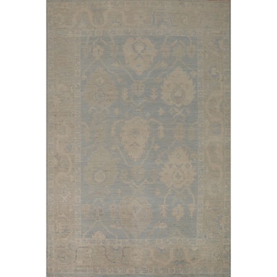 Vegetable Dye Blue Oushak Turkish Rug Handmade Bedroom Wool Carpet - 5'0"x 7'0"
