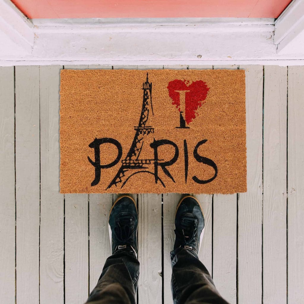 Sheltered Coconut Door Mat Printed Paris Eiffel 24x16 Natural - 24 L x 16 W x 5/8 H