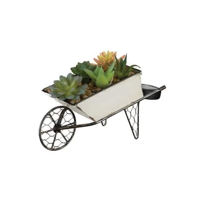 Succulent Solar Decor - Wheel Barrel
