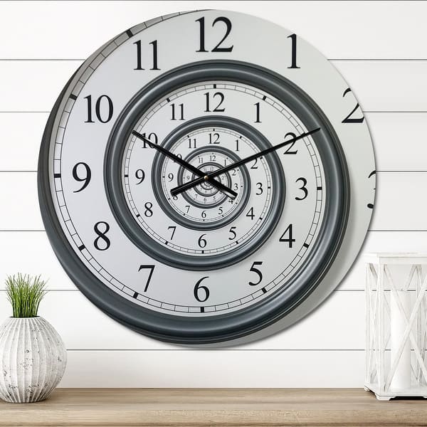 slide 2 of 10, Designart 'Time Spiral Analog Wall' Oversized Contemporary Wall Clock 23 in. wide x 23 in. high