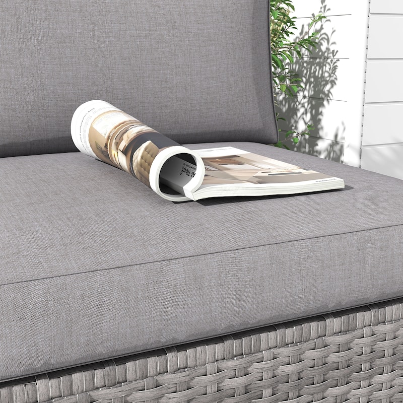Outdoor 3-Piece Wicker Sofa Set with Ottoman