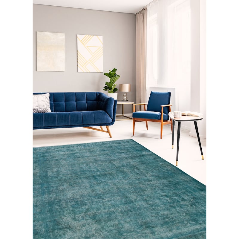 ECARPETGALLERY Hand-knotted Color Transition Turquoise Wool Rug - 6'6 x 9'1