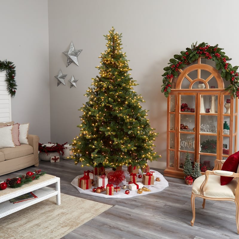 9ft. Spruce Artificial Christmas Tree with 750 Clear Lights & 1912 Branches - Majestic Seasonal Holiday X-Mas Tree