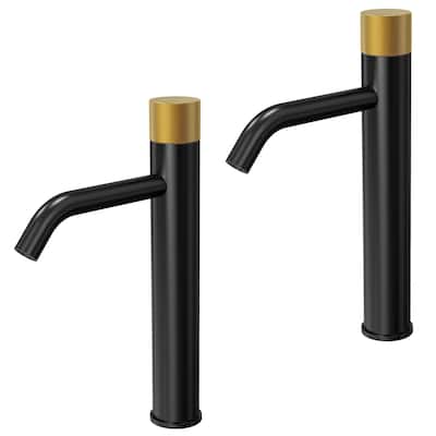 GRANDJOY 2-Pack Single Handle Vessel Sink Faucet with Pop-Up Drain, Mid-Arc Bathroom Design