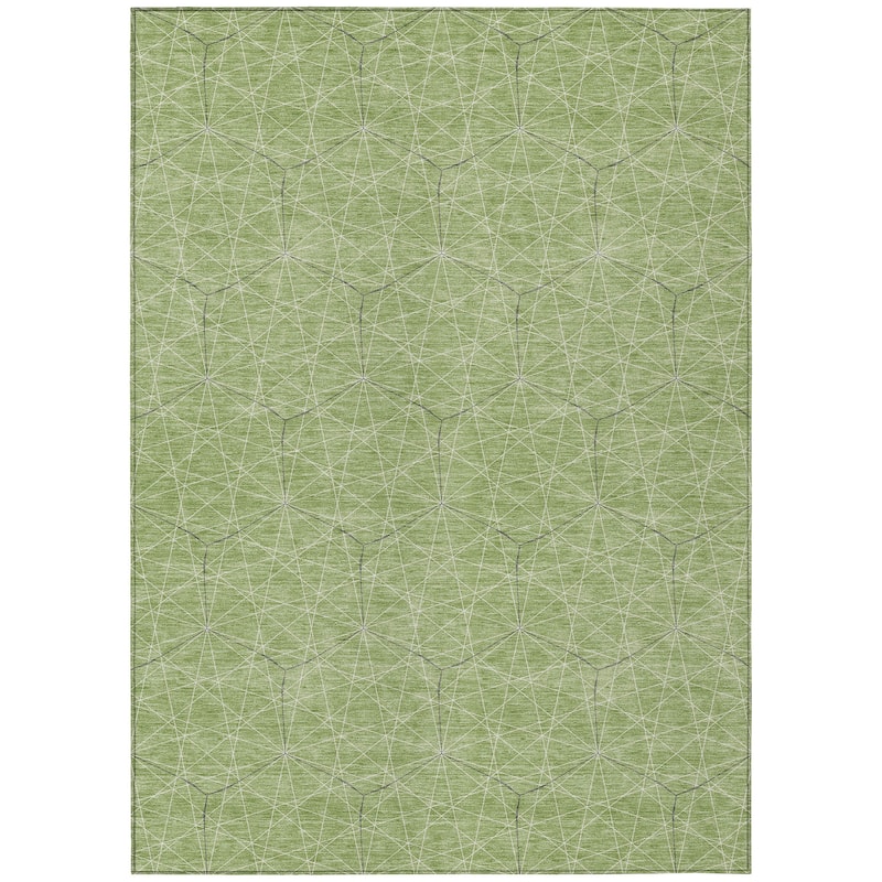 Machine Washable Indoor/ Outdoor Mosaic Geo Chantille Rug