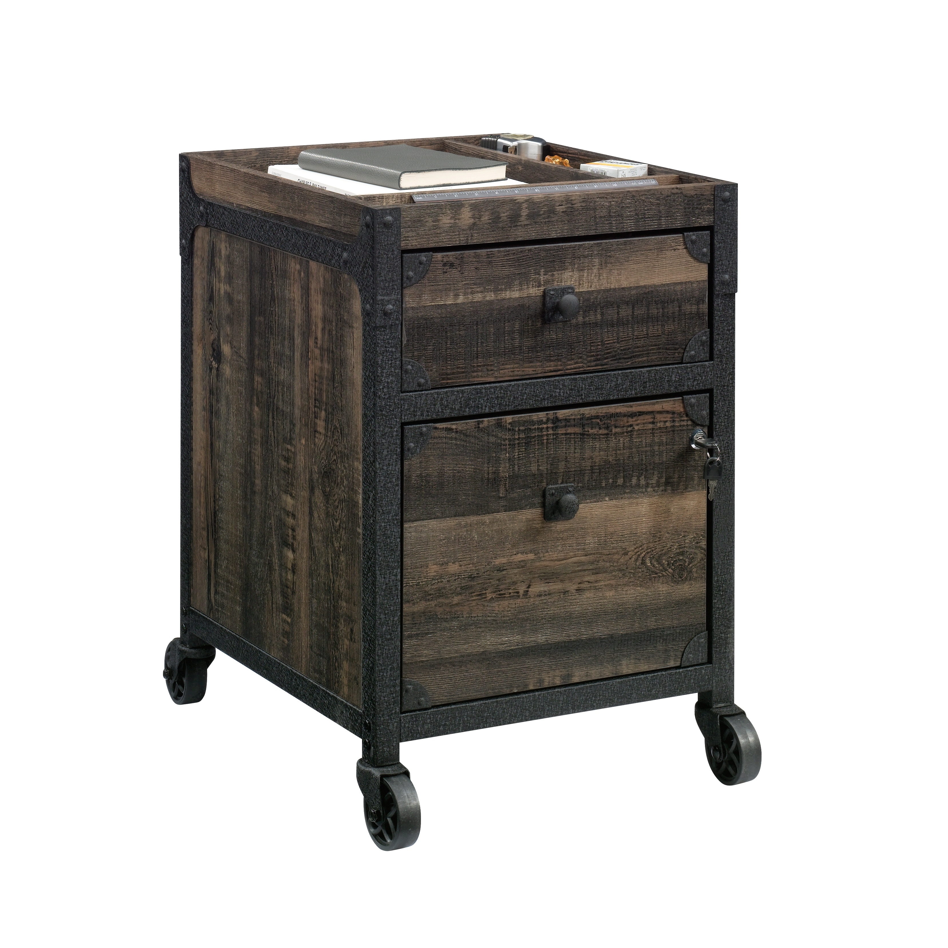 Wood File Pedestal with Ample Storage, Brown