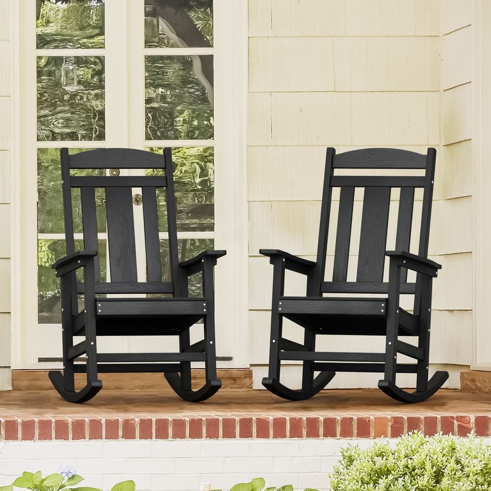 Eco-Friendly Plastic Outdoor Adirondack Rocking Chairs For Porch Set of 2