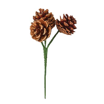 1.75" Natural Pine Cone Pick x 3, Set of 12 - Brown - 1.75
