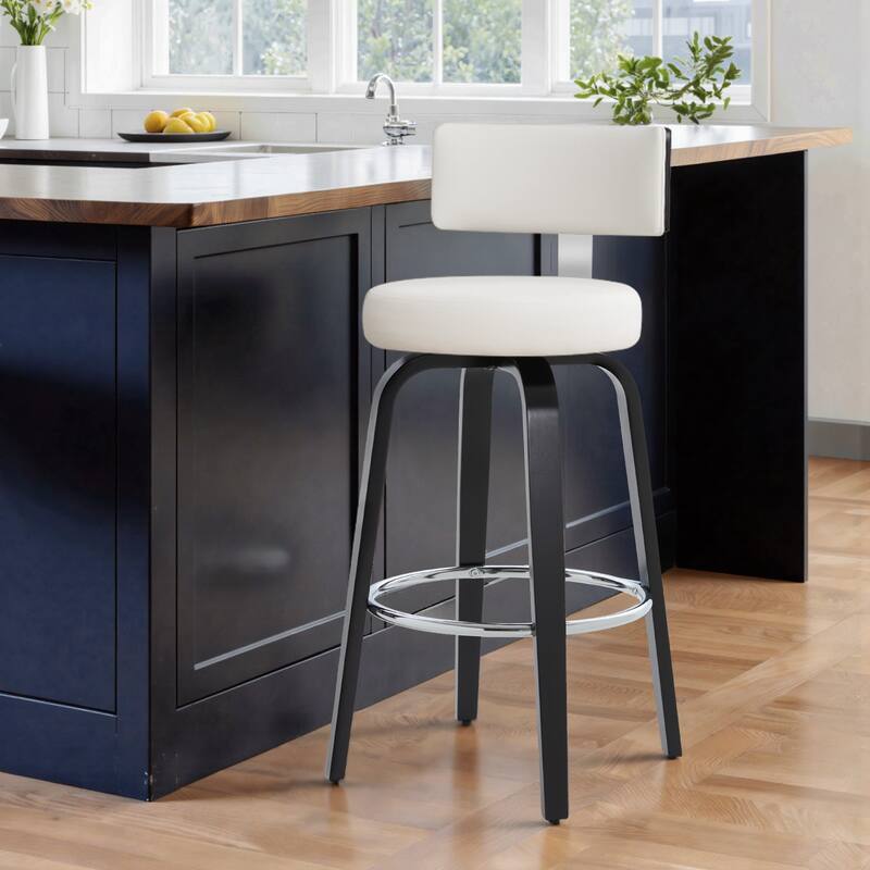 Upholstered Swivel Counter/ Bar Stools with T-Shaped Backrest