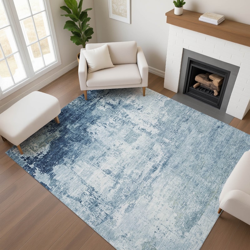 Premium Washable Super Soft Abstract Glam Mayfield Rug - Blue - 3' x 5'