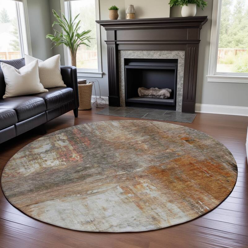 Premium Washable Super Soft Modern Watercolor Mayfield Rug - Copper - 8' x 8'
