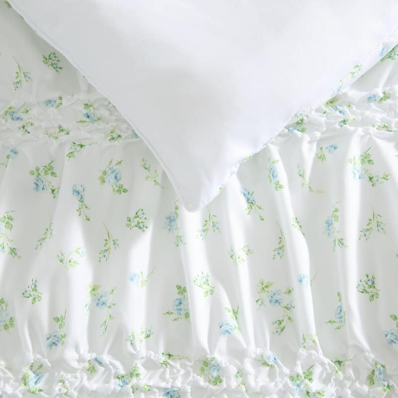 Laura Ashley Rosebuddies Reversible Blue Comforter Set