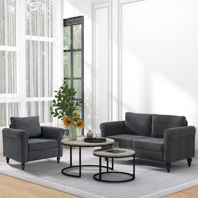 Accent Chair for Living Room with Rolled Armrests, Wood Legs
