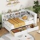 preview thumbnail 30 of 43, USB Ports on L-Shape Storage Headboard Bed Frame, Wooden DayBed Sofa Bed, Wooden Slat Platform Bed with 2 Drawers