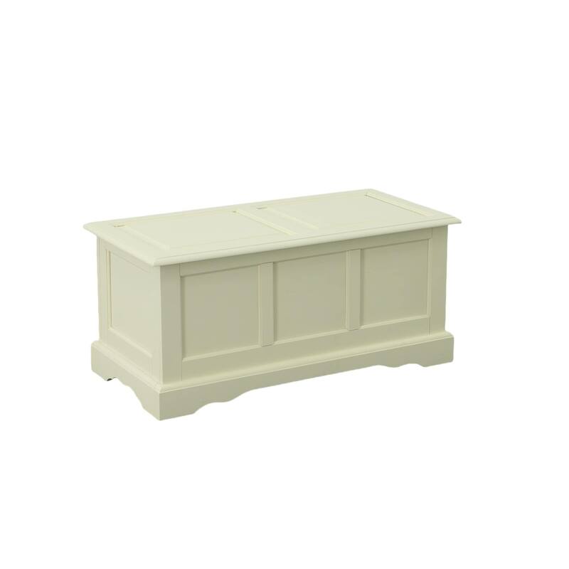 Rectangular Wooden Storage Chest - 39" - Antique Cream Finish
