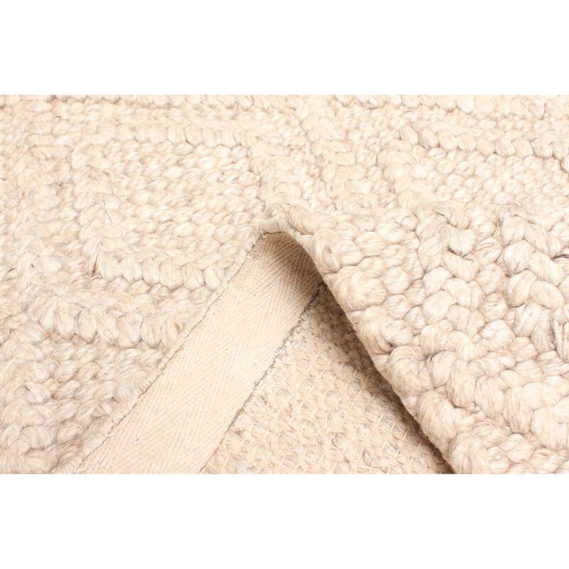 ECARPETGALLERY Braid weave Sienna Beige Wool Rug - 5'0 x 7'10