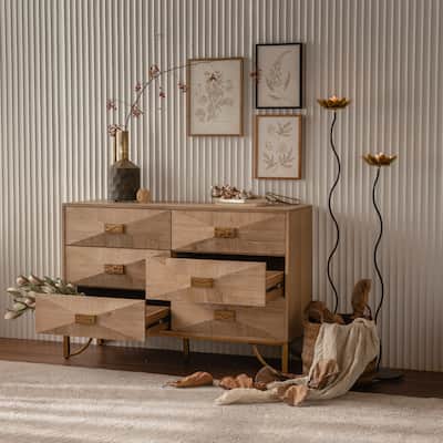 odern Six-Drawer Dresser – Light Wood Chest of Drawers for Bedroom, Living Room, or Hallway, Doubles as TV Stand