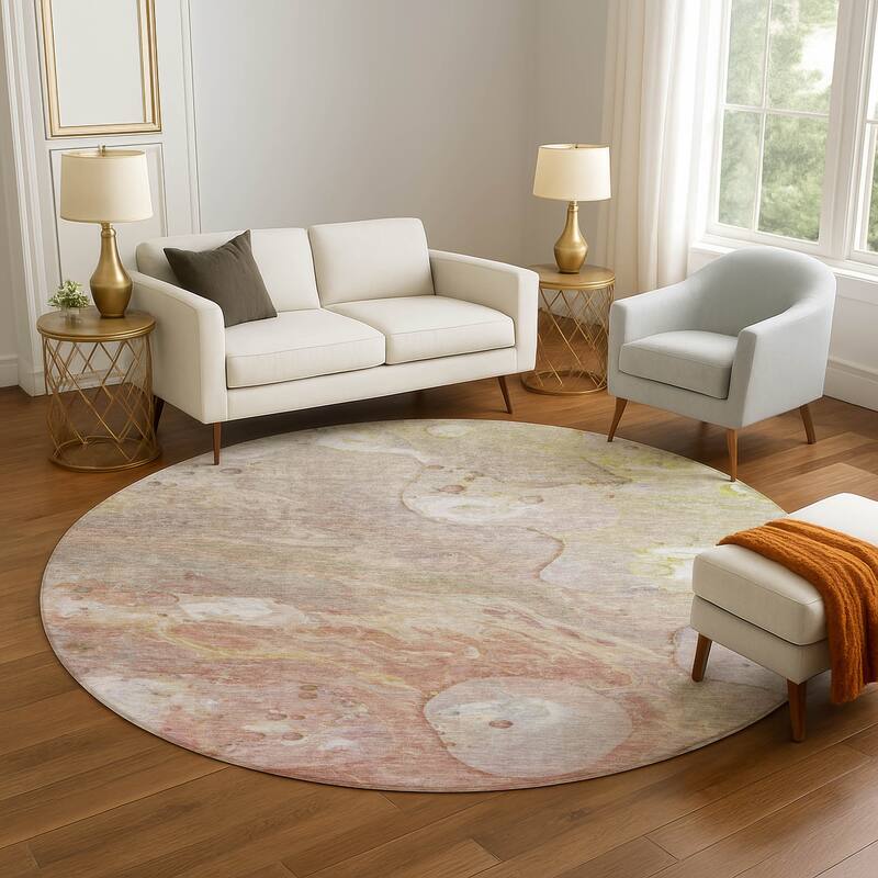 Premium Washable Super Soft Abstract Chic Mayfield Rug - Salmon - 8' x 8'