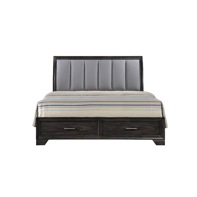 Ayla 5 Piece Gray Storage Fabric Platform Bedroom Set