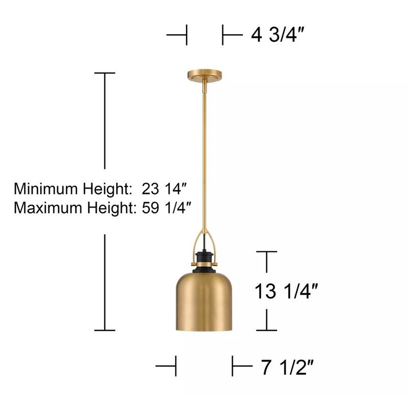 Modern Black and Brushed Gold Mini Pendant - 7" x 59"