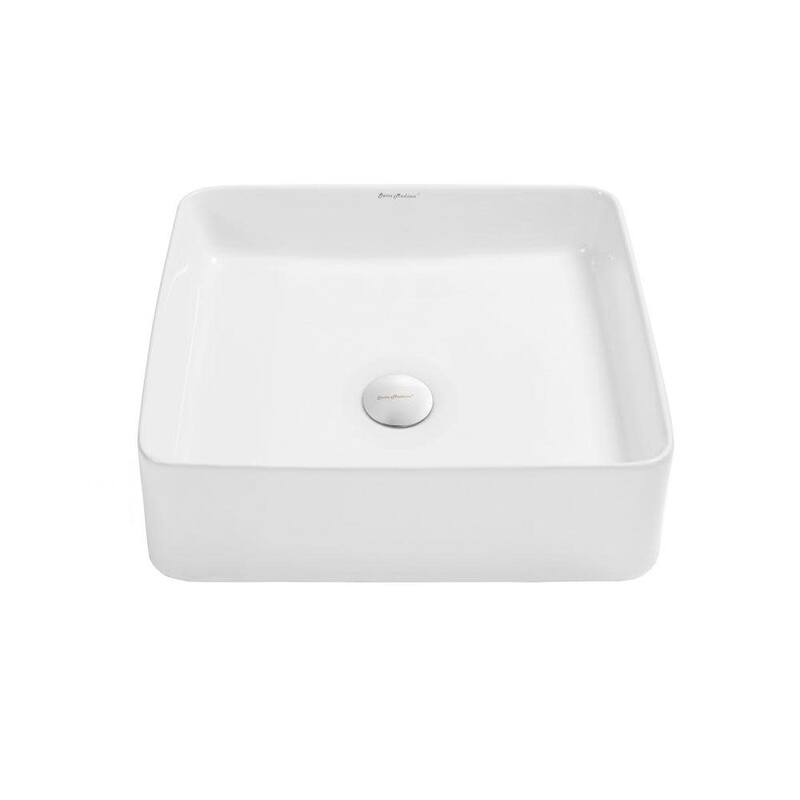 Swiss Madison Concorde 14-1/2" Square Ceramic Vessel Bathroom Sink - Glossy White