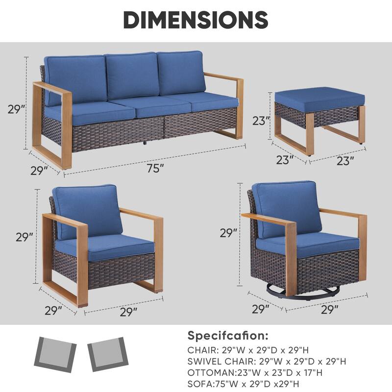Pocassy Sofa with Swivel Chair, Club Chair, Ottoman Funiture