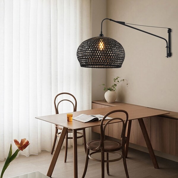 Vienna Plug-In Adjustable Swing Arm Wall Lamp in Matte Black