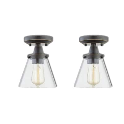 2-Pack Semi Flush Mount Ceiling Light Fixture - Oil Rubbed Bronze