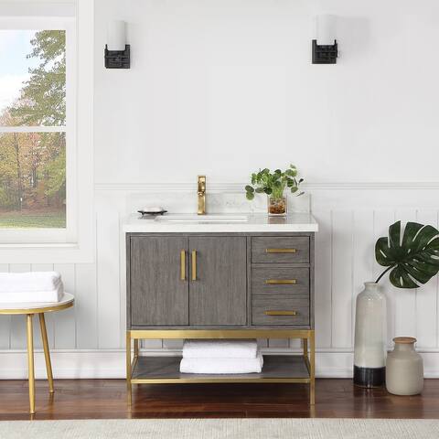 Altair Wildy Bathroom Vanity with White Composite Stone Top without Mirror