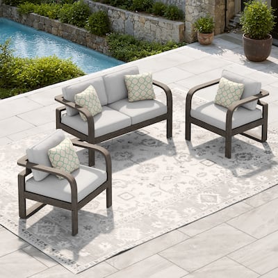 Corvus Annette 3-piece Outdoor Conversation Set with Sunbrella Pillows