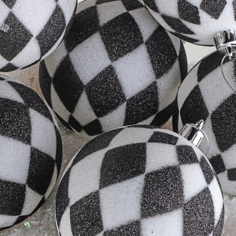 4" Glittered Harlequin Ball Ornament Set of 3