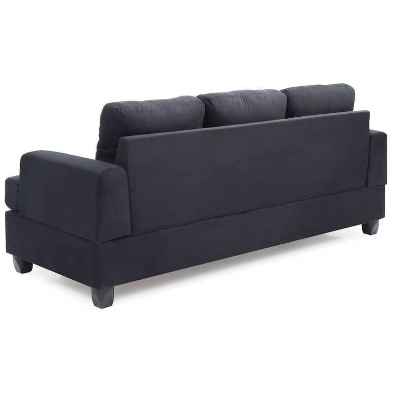 Tufted Microsuede Square Arm Straight Sofa - 79" - Black