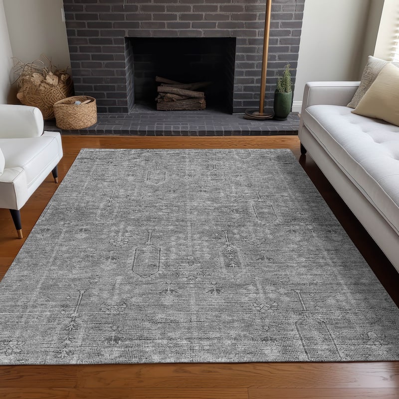 Premium Washable Super Soft Vintage Global Mayfield Rug - Gray - 3' x 5' - Rectangle