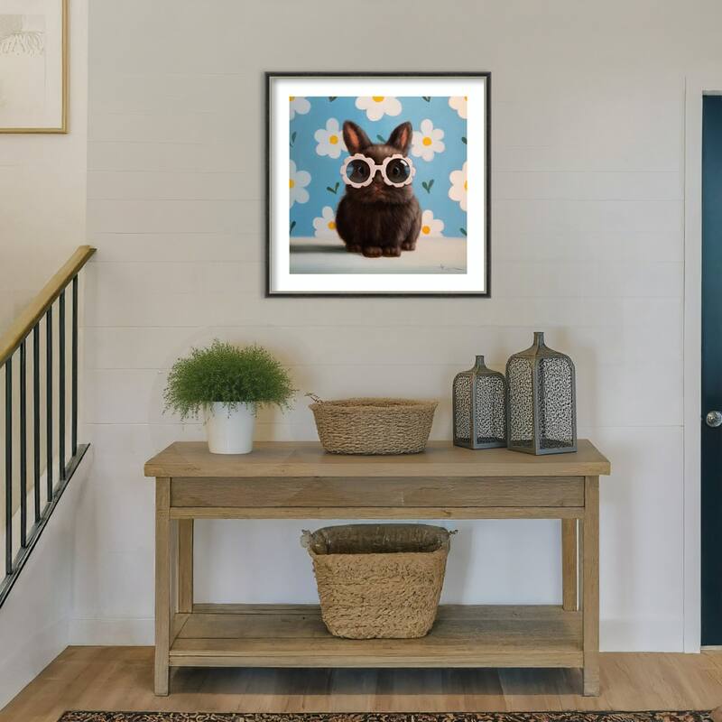 Flower Child by Lucia Heffernan Wood Framed Wall Art Print - Theo Black Silver Narrow