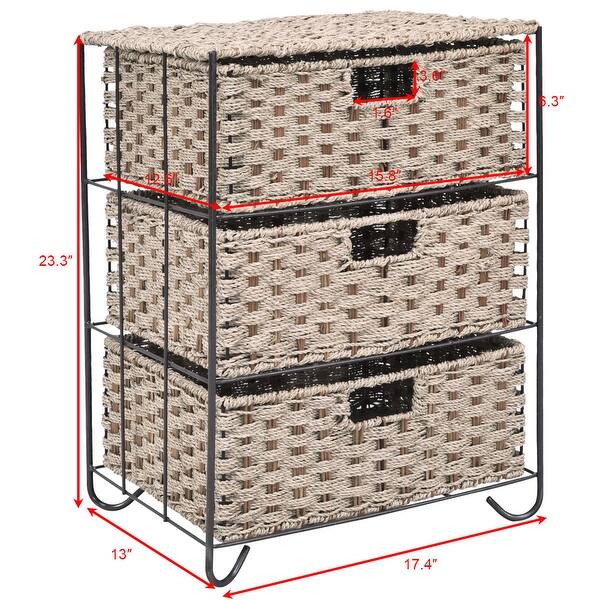 Shop Gymax Storage Unit 3 Drawer Baskets Bin Chest Rack Organizer