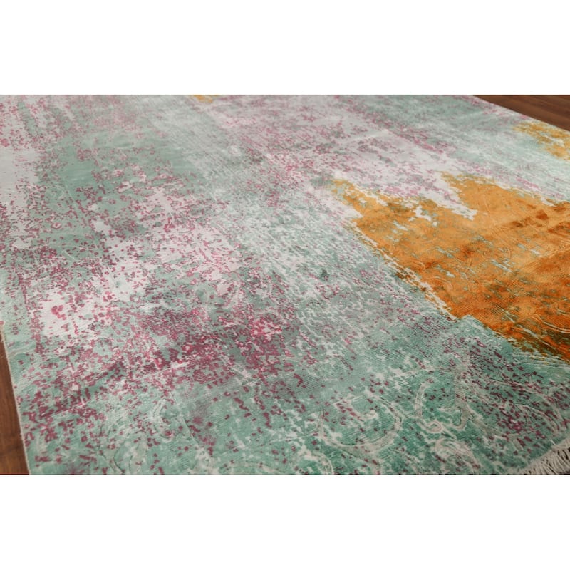 Contemporary Abstract Indian Area Rug Handmade Oriental Wool Carpet - 5'5"x 7'8"