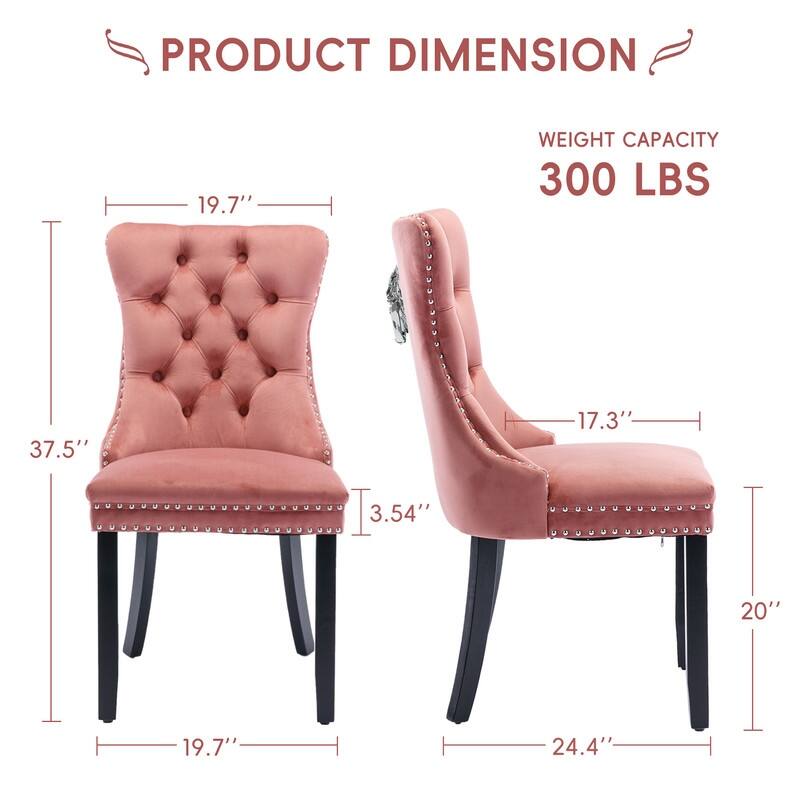 Solid Wood Velvet Upholstered Dining Chair Set of 6