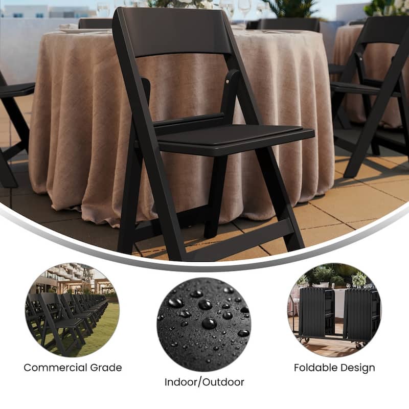 Set of 2 Commercial Resin Folding Event Chairs with Removable Padded Seats - 17.5"W x 18.25"D x 31.25"H