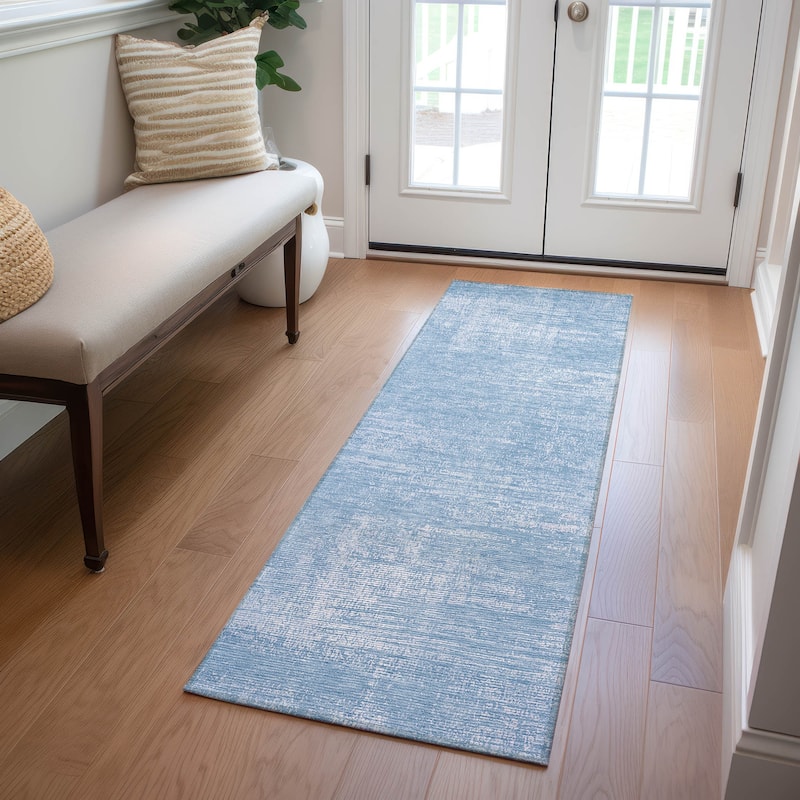 Machine Washable Indoor/ Outdoor Chantille Abstract Solid Rug