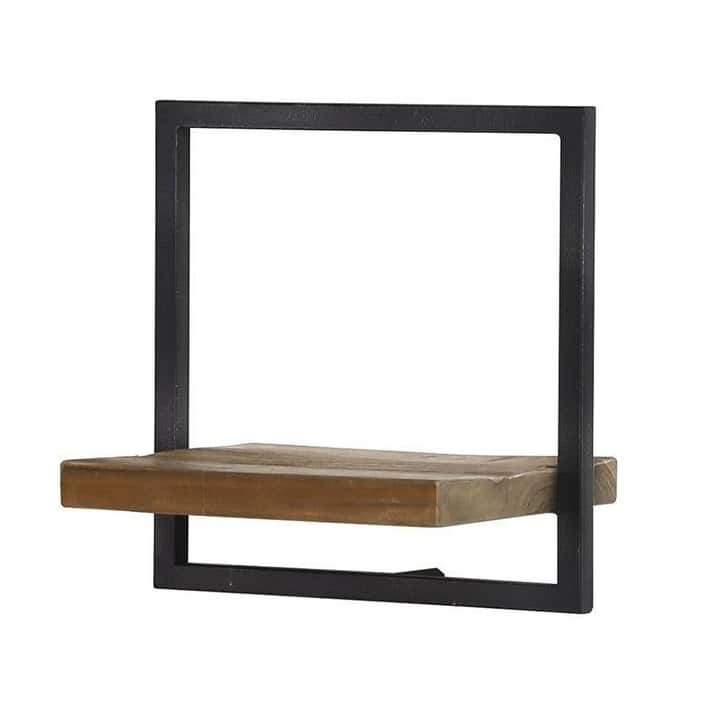 Wide 14" Wide Metal Frame Wall Shelf, Natural
