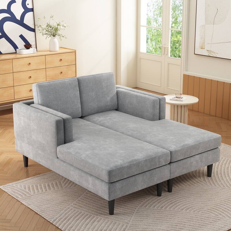Christopher Knight Home - Alora Modern Upholstered Chaise Lounge Sofa Bed with Dual-Layer Armrests and Flexible Layout Design - Grey