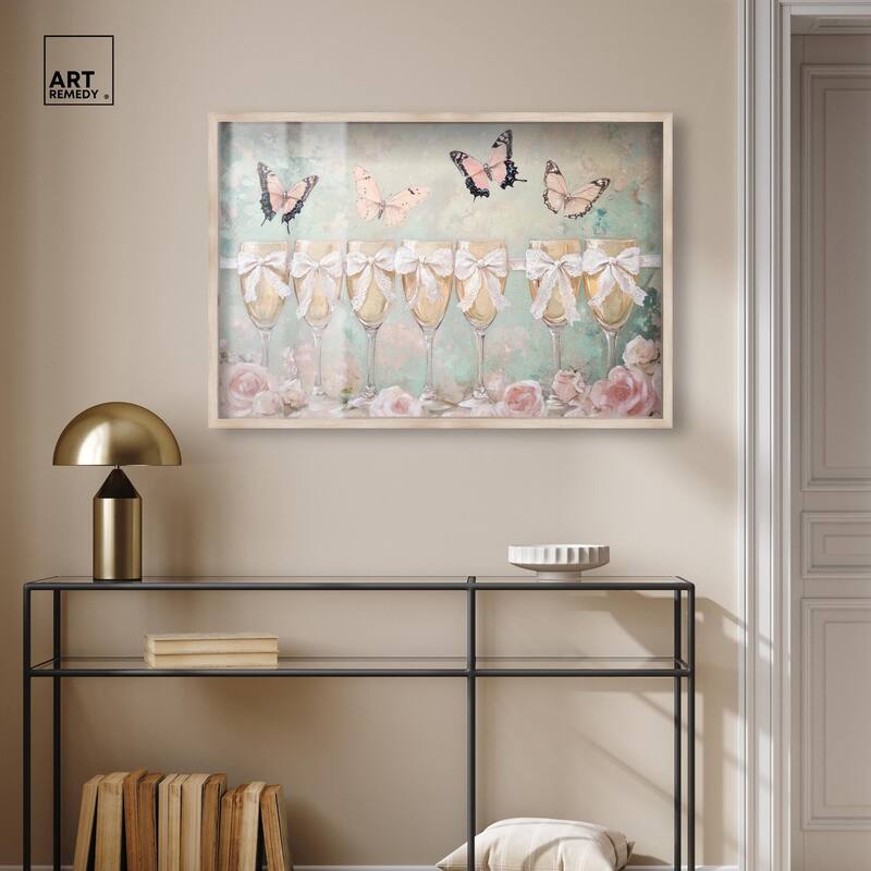 Champagne Mint and Pink Glass Shadowbox by Art Remedy