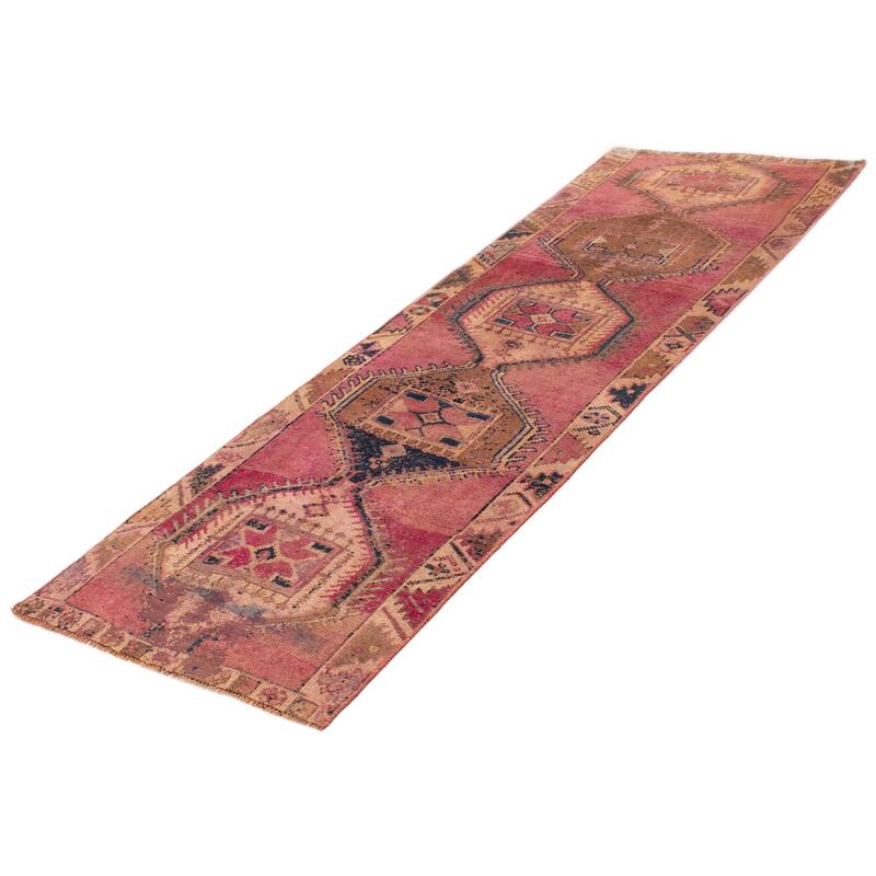 ECARPETGALLERY Hand-knotted Melis Vintage Pink Wool Rug - 3'8 x 11'1