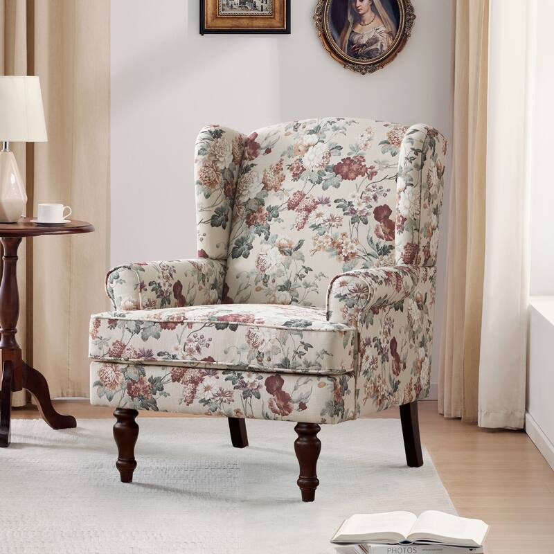 Accent Armchair with Turned Legs Set of 2 Blue/ Beige / Grey
